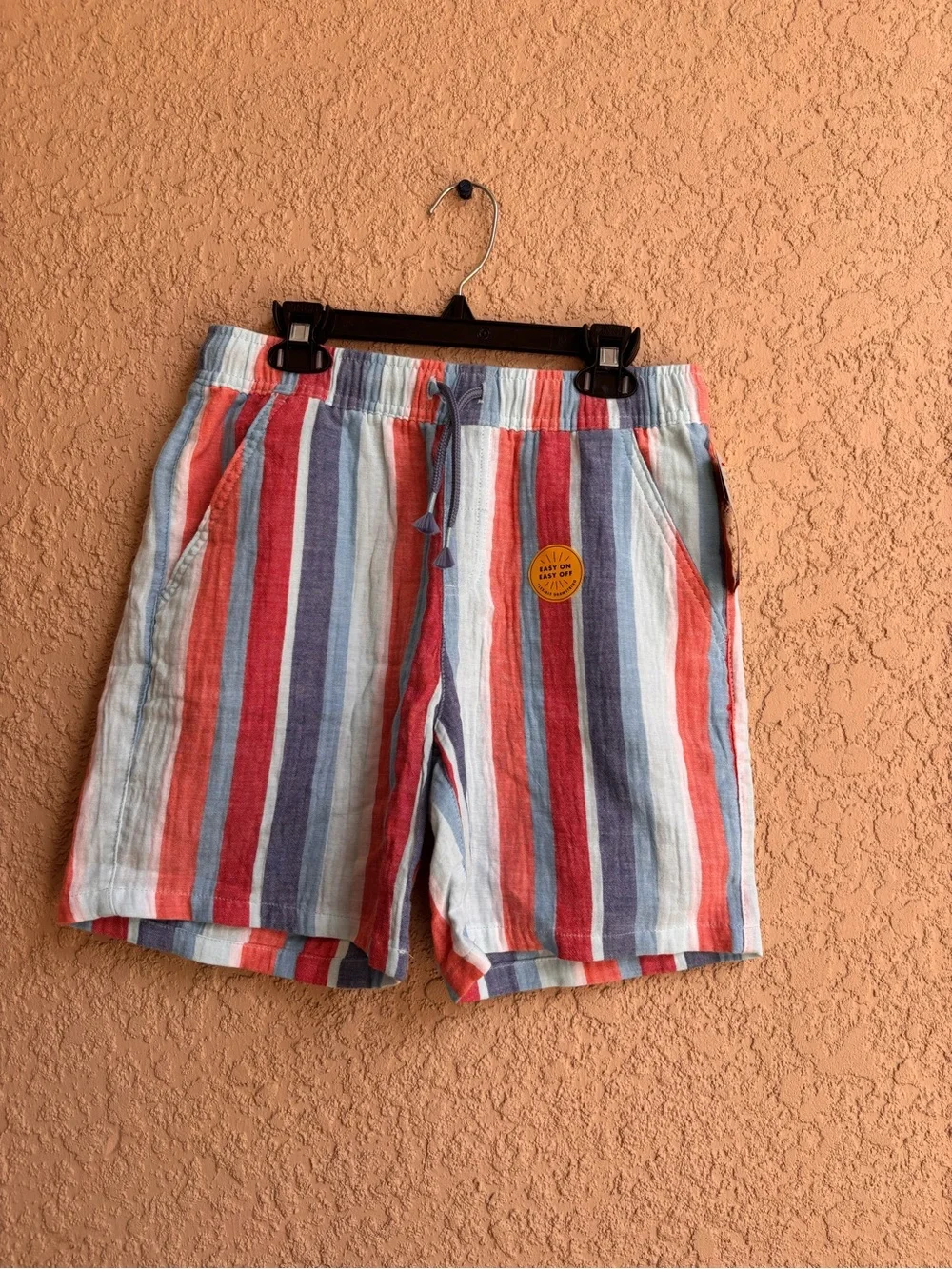 Cat & Jack Boys Striped Drawstring Shorts - Red, Blue & White